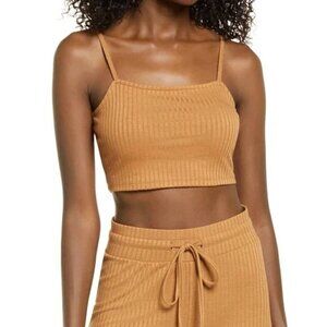 Vero Moda Womens Size XL Lucy Rib Crop Camisole Top in Tobacco Brown 1172